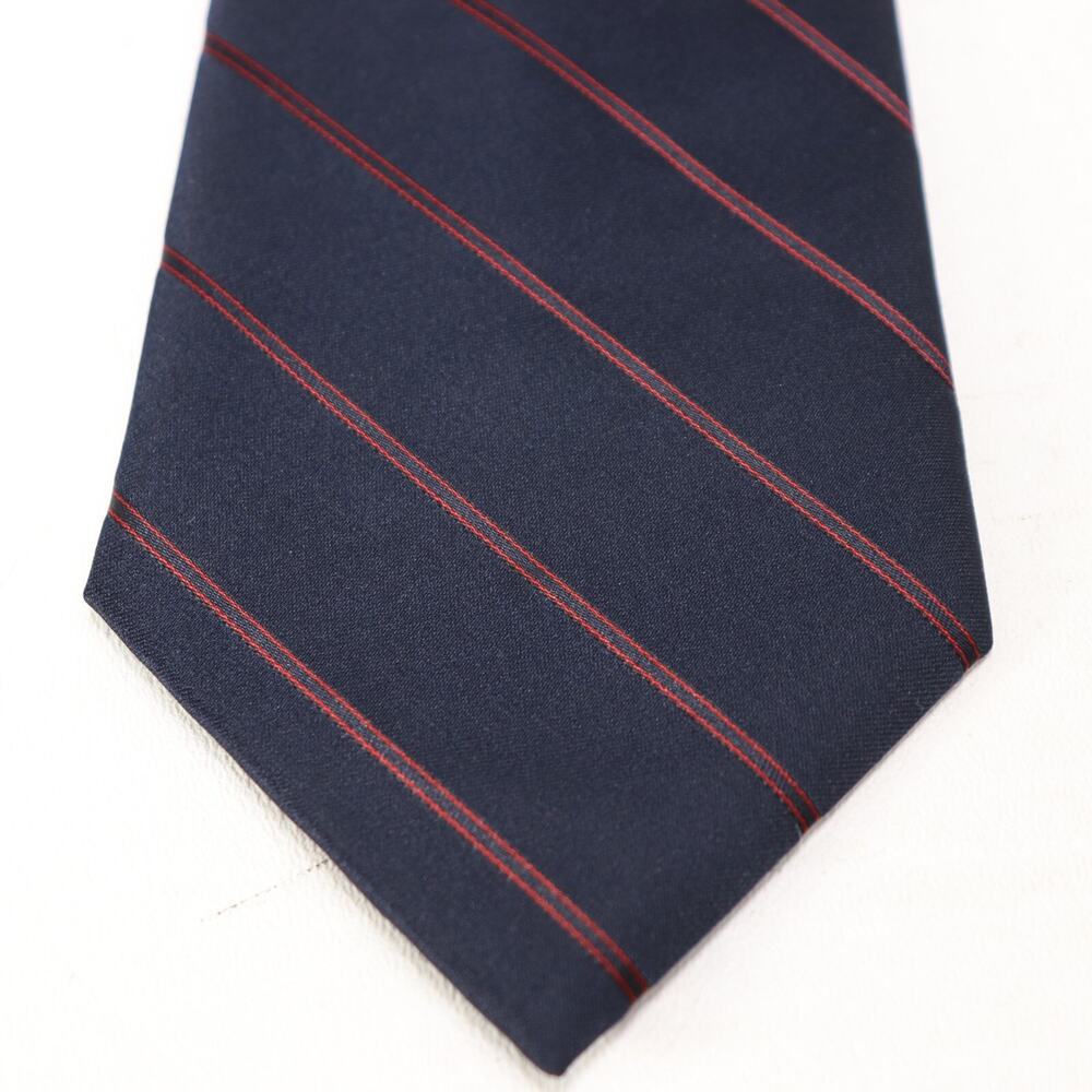 Windridge Tie Mens 58 in Silk Blend Navy Blue Red Diagonal Pinstriped Wide